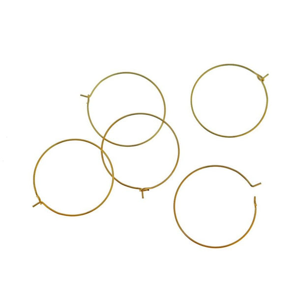 Gold Stainless Steel Earring Wires - Wine Charms Hoops - 30mm - 10 Pieces - FD939