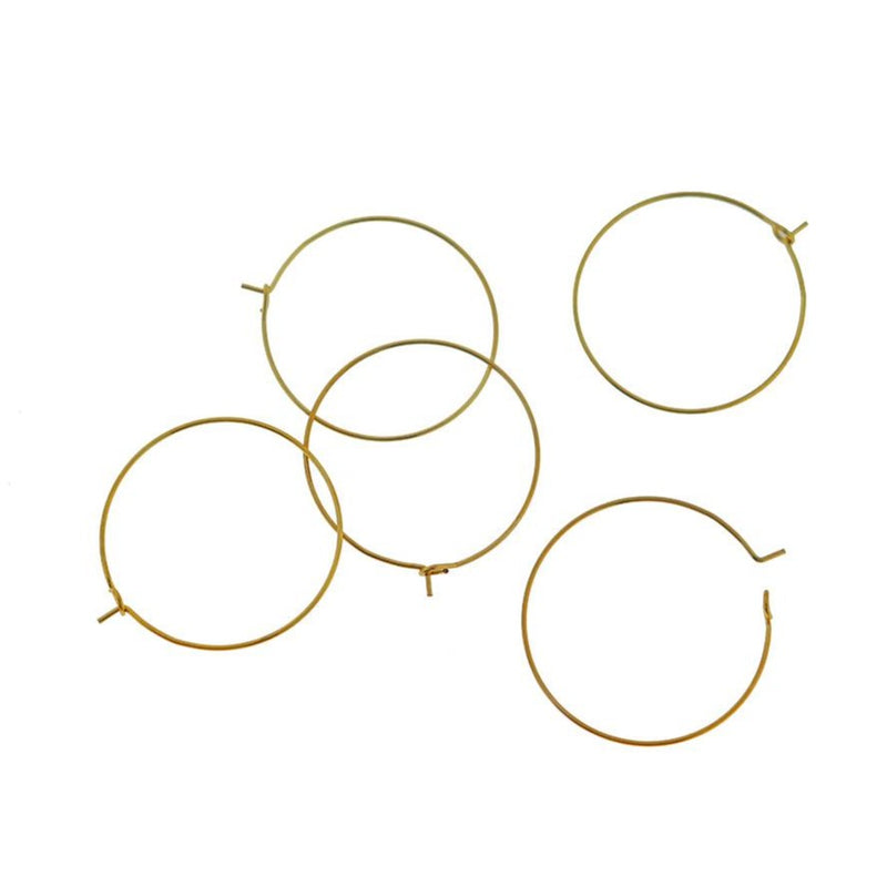 Gold Stainless Steel Earring Wires - Wine Charms Hoops - 30mm - 10 Pieces - FD939