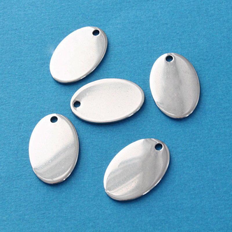Ébauches d'estampage ovales - Acier inoxydable - 17,5 mm x 11 mm - 5 étiquettes - MT232