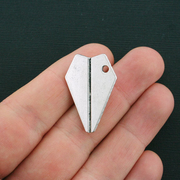 4 Paper Airplane Antique Silver Tone Charms 3D - SC4458