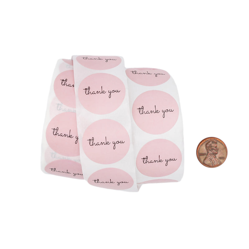 100 Pink Thank You Self-Adhesive Paper Gift Tags - TL147