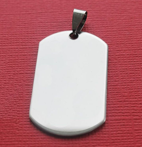 Rectangular Dog Tag Stamping Blanks - Stainless Steel - 25mm x 44mm - 5 Tags - MT091A