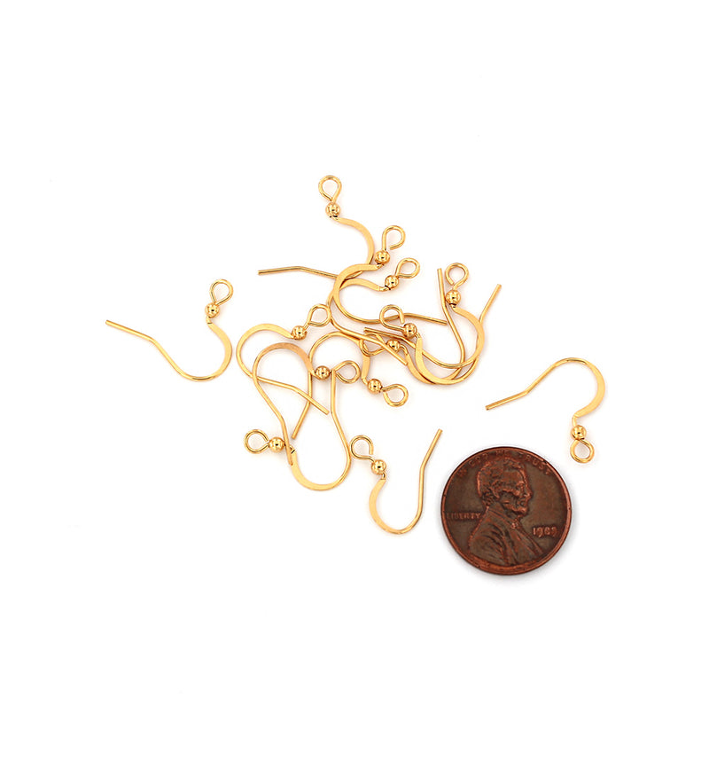 Boucles d'oreilles en acier inoxydable doré - Crochets de style français - 20 mm x 19 mm - 4 pièces 2 paires - FD717