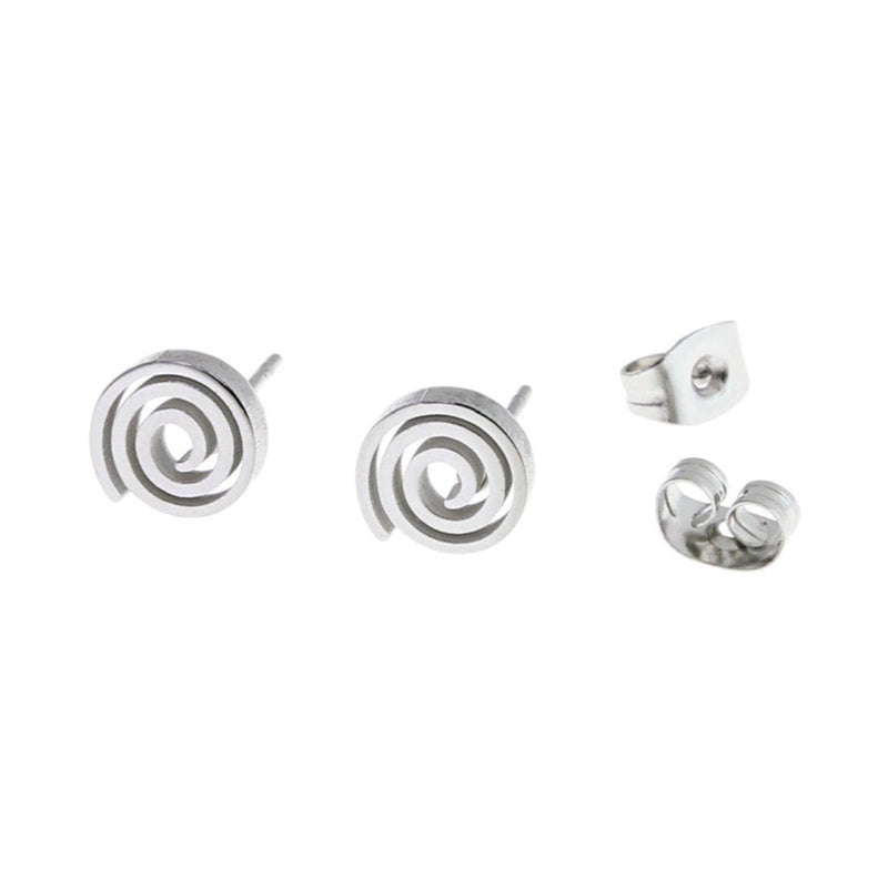 Boucles d'Oreilles en Acier Inoxydable - Spiral Studs - 8mm x 1.5mm - 10 Pièces 5 Paires - ER234