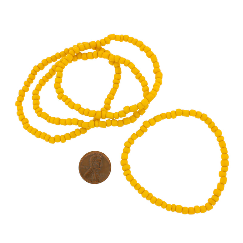 Seed Glass Bead Bracelet - 65mm - Yellow - 1 Bracelet - BB103