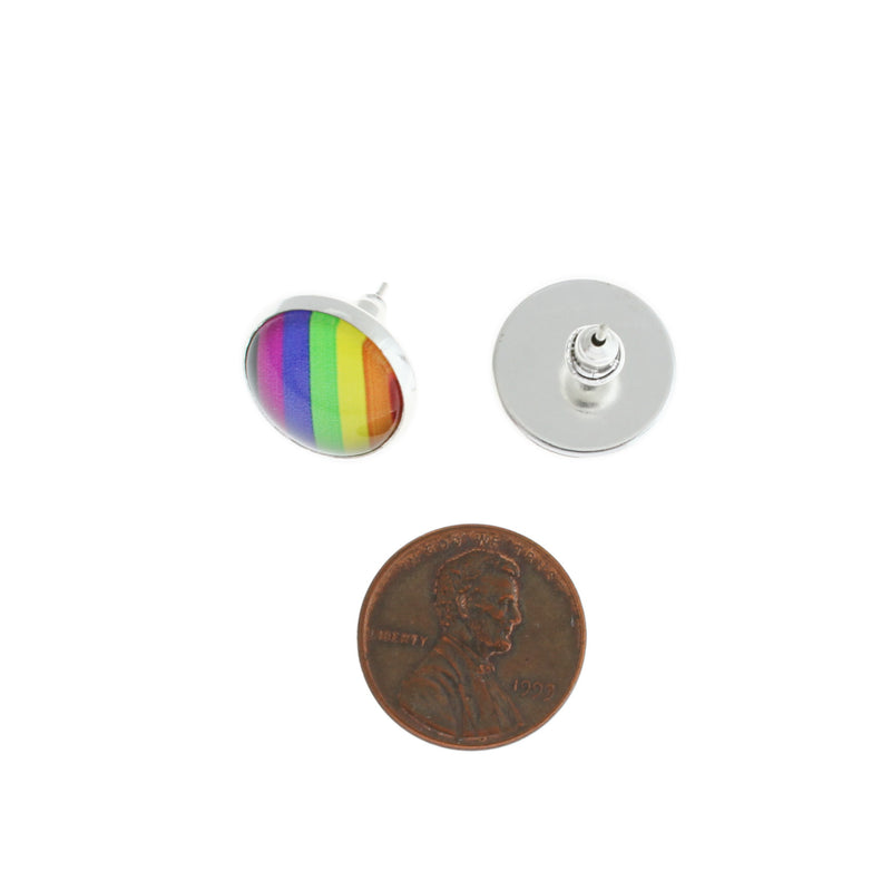 Stainless Steel Earrings - LGBTQ Pride Studs - 15mm - 2 Pieces 1 Pair - ER190