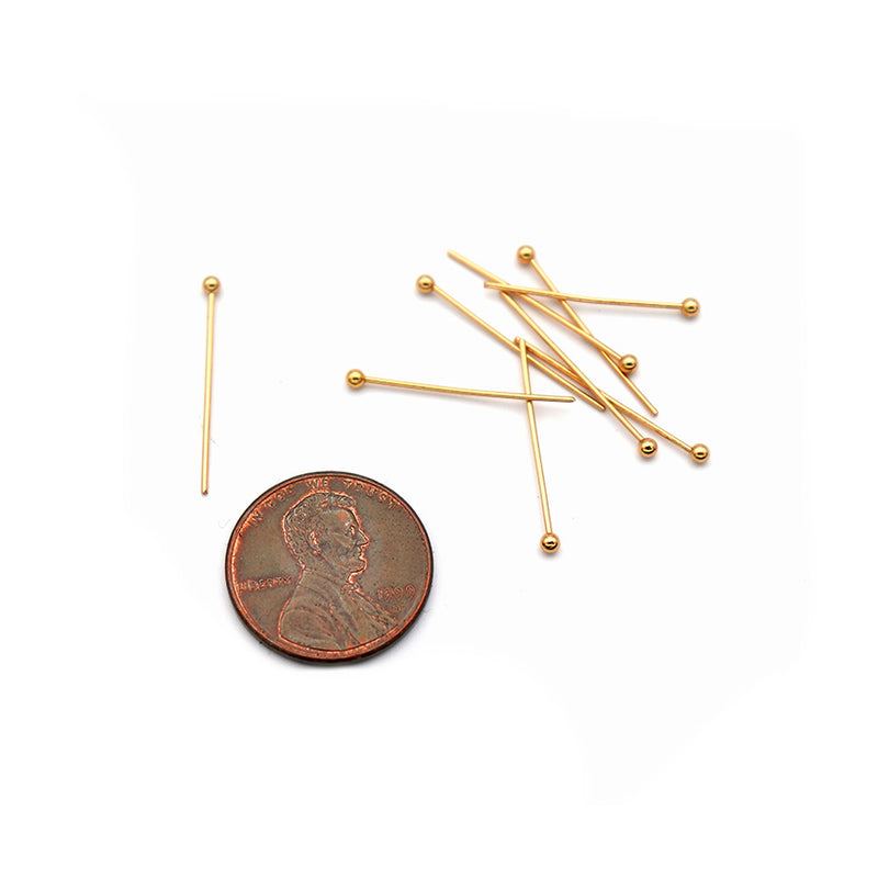 Gold Stainless Steel Ball Head Pins - 22mm - 15 Pieces - PIN094