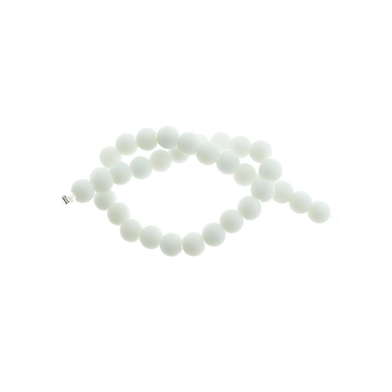 Perles de verre de mer de culture rondes 6 mm - Blanc - 1 rang 32 perles - U208