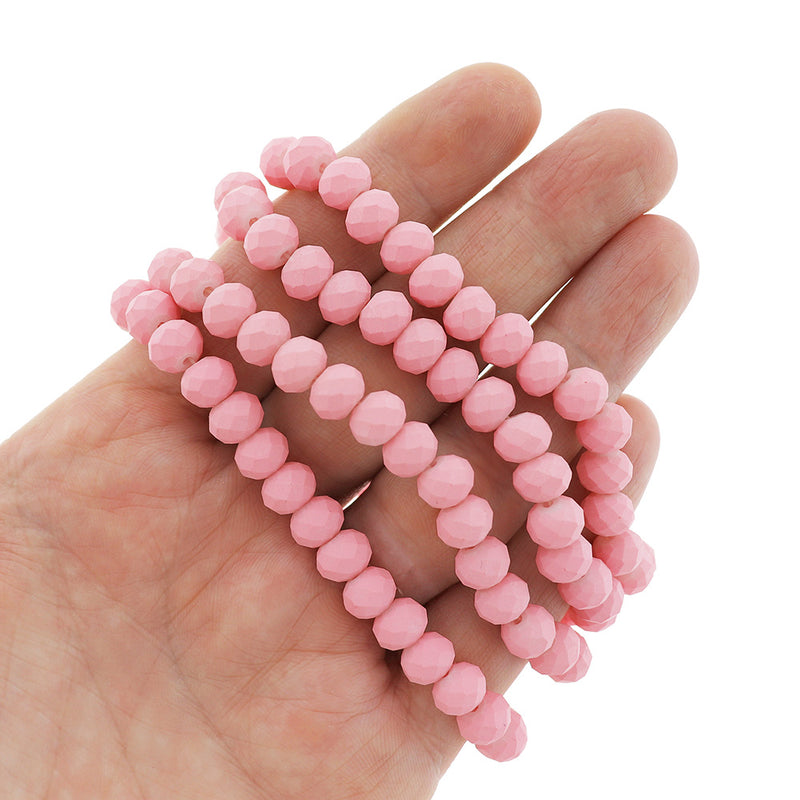 Faceted Glass Beads 8mm - Pink - 1 Strand 140 Beads - BD461