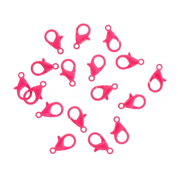 Pink Enamel Lobster Clasps 14mm x 8mm - 10 Clasps - FF281