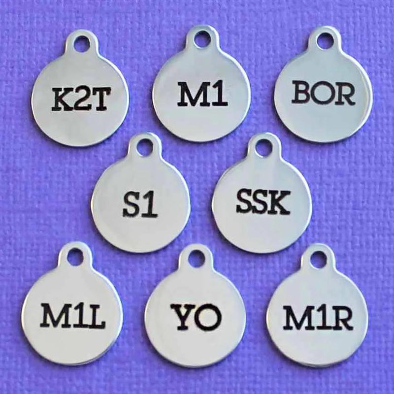 Knitting Stitch Marker Charm Collection Stainless Steel Smaller Size 8 Different Charms COL358
