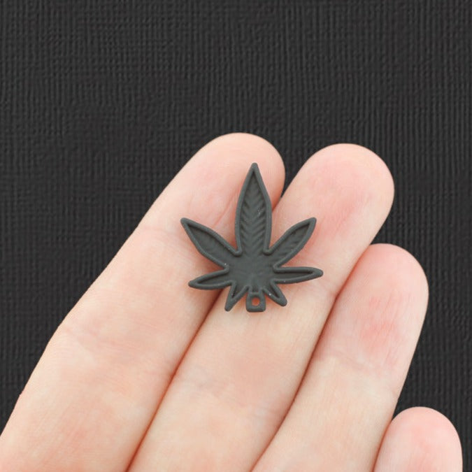 4 Marijuana Leaf Enamel Charms - E839