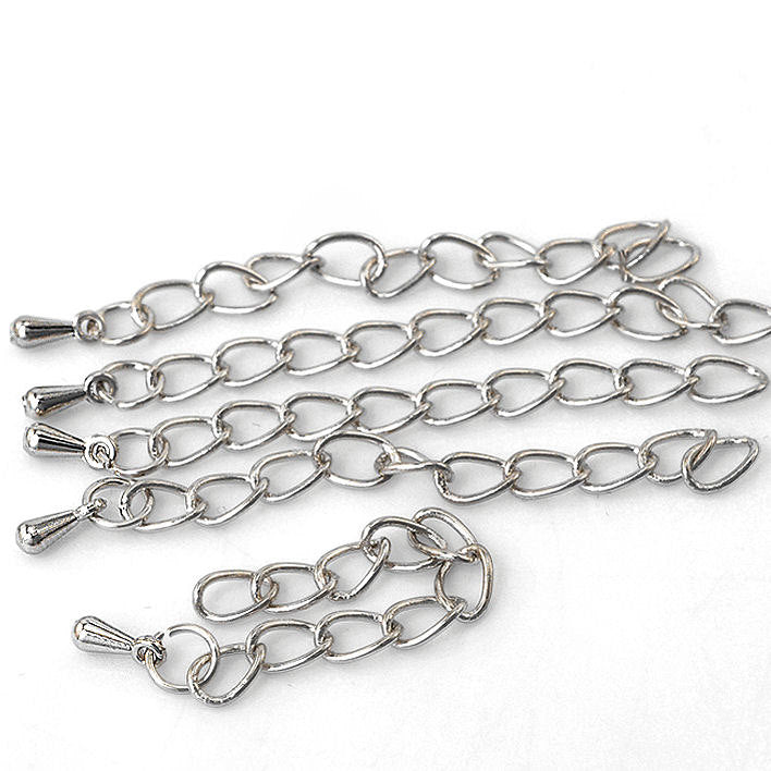 Chaînes d'extension argentées avec goutte de chaîne - 62 mm x 4,1 mm - 10 pièces - Z017