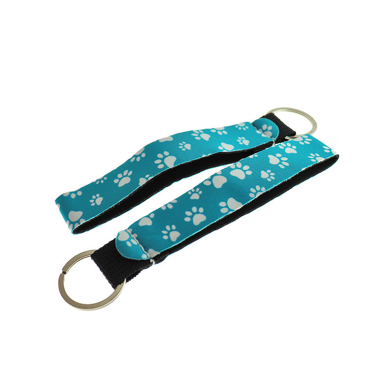 Sky Blue Paw Print Wrist Lanyard Key Chain - 30mm - 1 Piece - FD734
