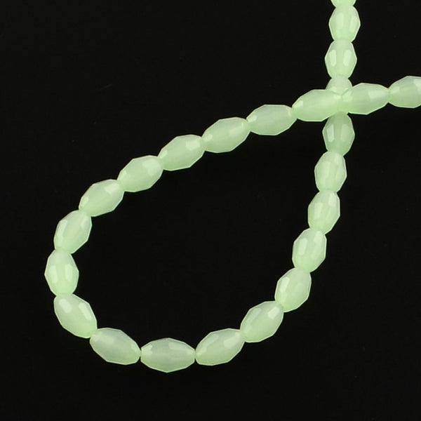 Faceted Glass Beads 6mm x 4mm - Mint Green - 1 Strand 72 Beads - BD1059