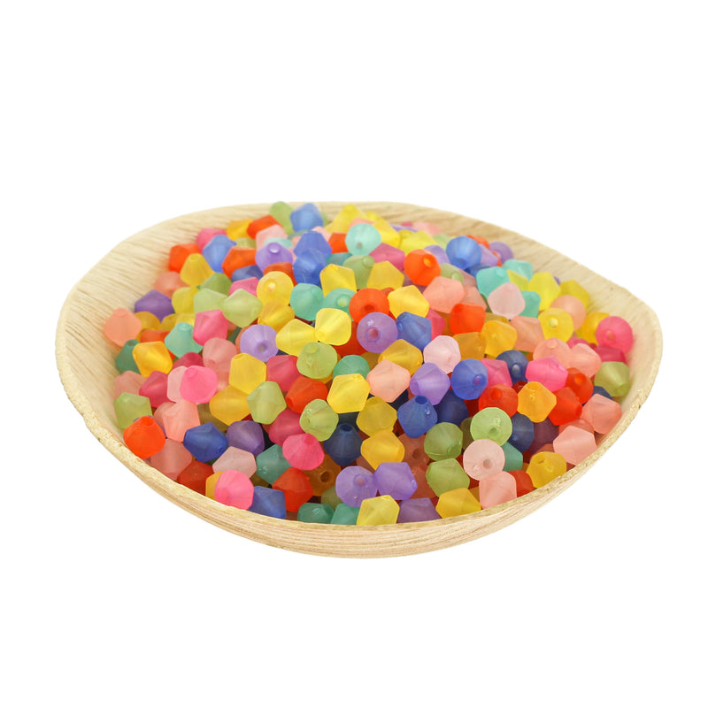 Bicone Acrylic Beads 6mm - Frosted Rainbow - 250 Beads - BD1541