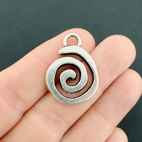 4 Spiral Antique Silver Tone Charms - SC3237