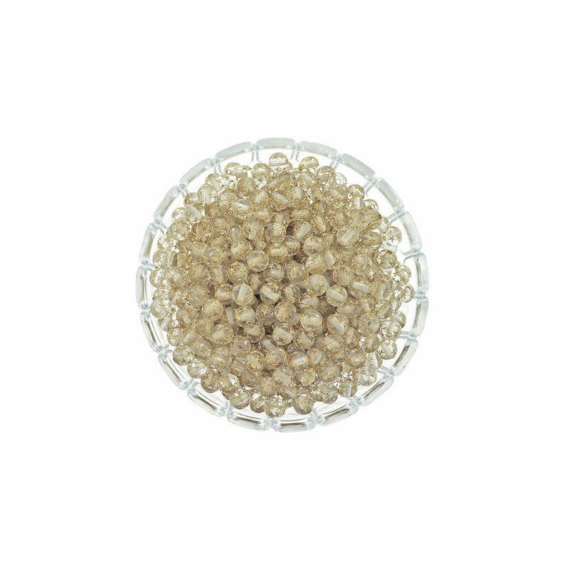 Round Resin Beads 8mm - Clear with Gold Stars - 25 Beads - BD2200