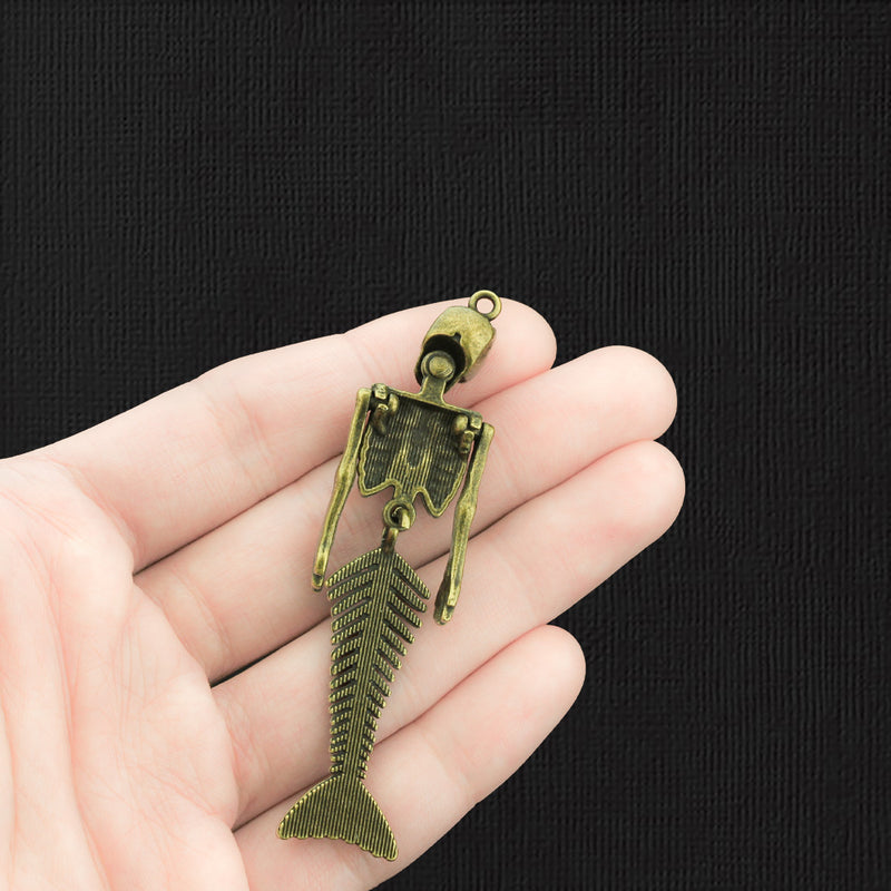 Mermaid Skeleton Antique Bronze Tone Charm - BC136