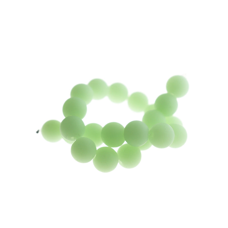 Perles rondes en verre de mer de culture 10 mm - Vert menthe - 1 rang 19 perles - U250