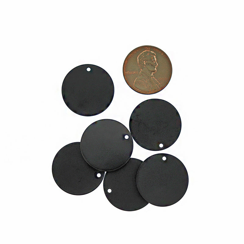 Ébauches d'estampage circulaires - Acier inoxydable ton noir - 20 mm - 4 étiquettes - MT351