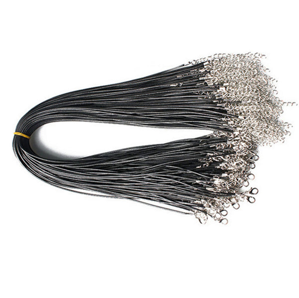 Black Wax Cord Necklace 17" Plus Extender - 2mm - 5 Necklaces - N195