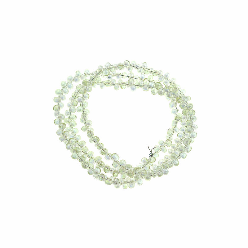 Perles de verre goutte 3 mm - arc-en-ciel galvanisé clair - 1 brin 291 perles - BD2618