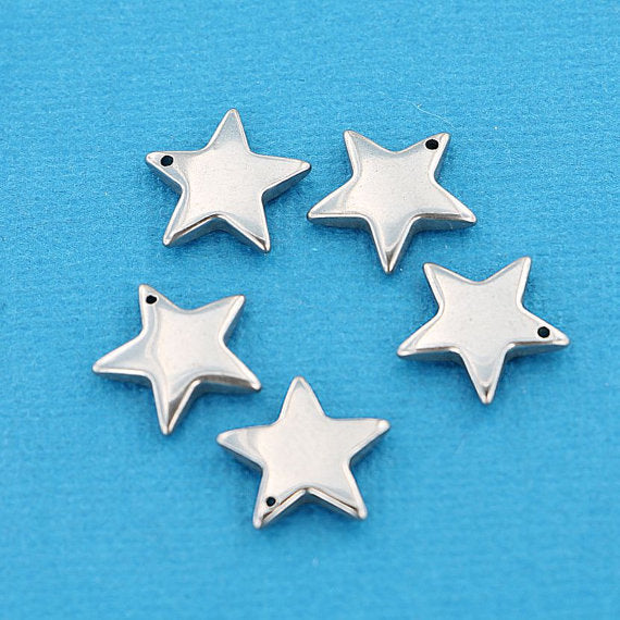 SALE Star Stamping Blanks - Acier Inoxydable - 14mm - 4 Tags - MT269