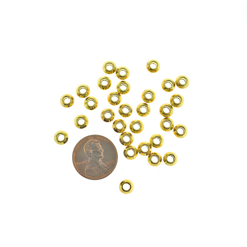Bicone Spacer Beads 6mm x 3mm - Gold Tone - 50 Beads - GC860