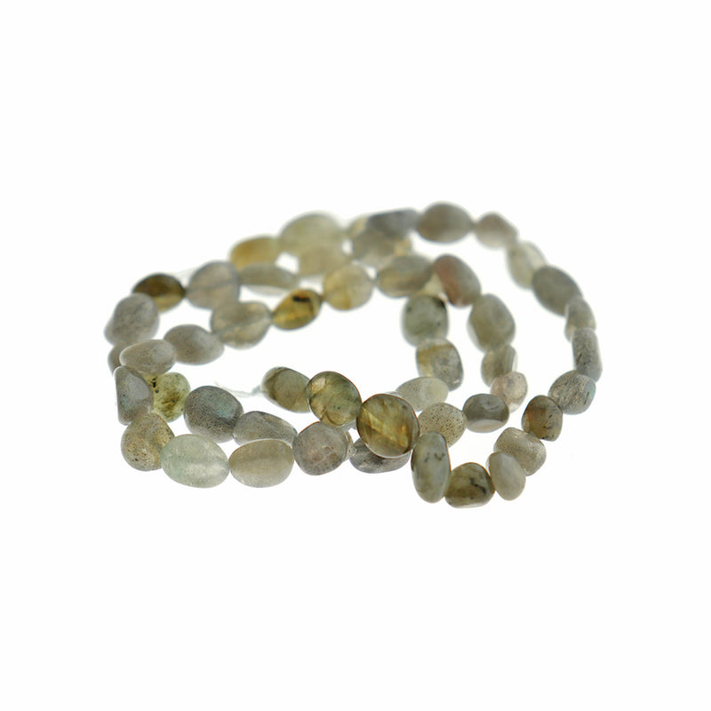 Nugget Natural Labradorite Beads 5mm x 4mm - Earthy Green and Clear - 1 Strand 50 Beads - BD1748