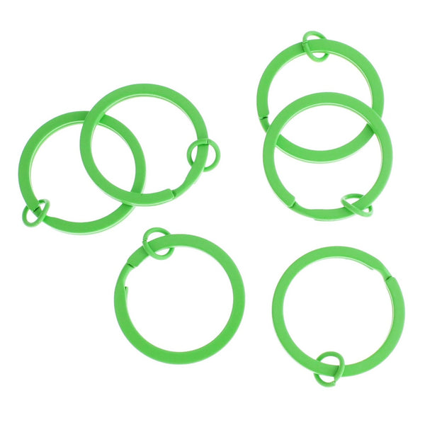 Green Enamel Key Rings with Attached Jump Ring - 30mm - 4 Pieces - FD018