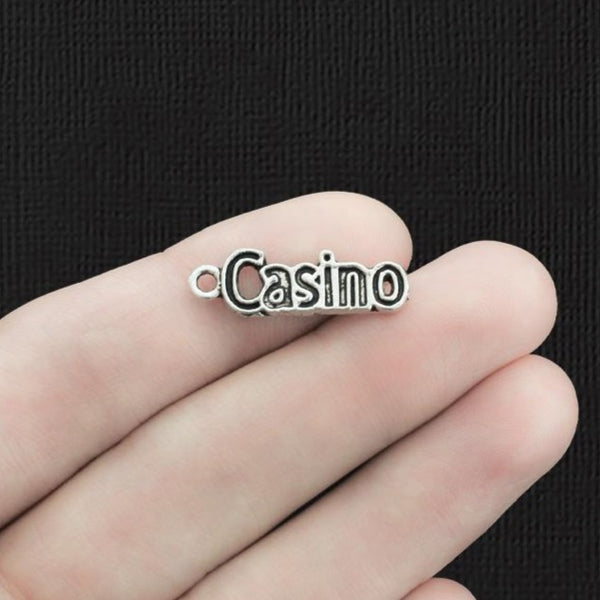 4 Casino Antique Silver Tone Charms - SC106