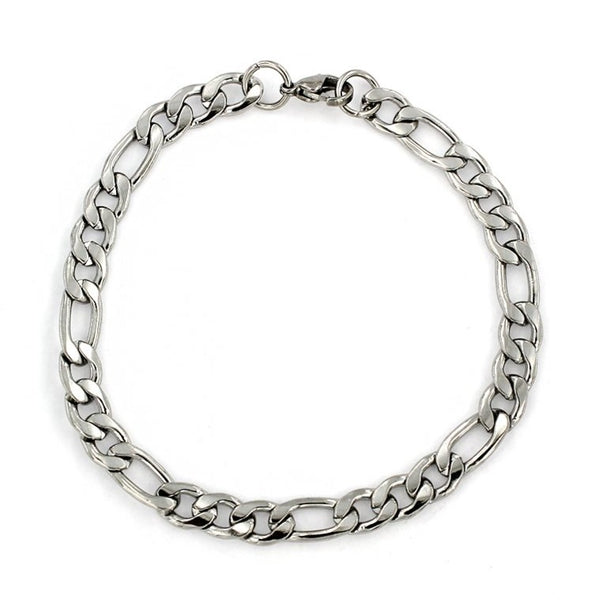 Stainless Steel Figaro Chain Bracelet 8" - 10mm - 1 Bracelet - N426