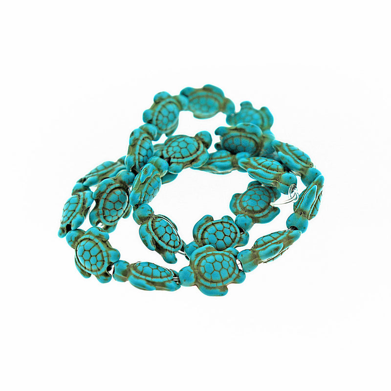 Turtle Imitation Turquoise Beads 18mm x 14mm - Blue - 1 Strand 23 Beads - BD118