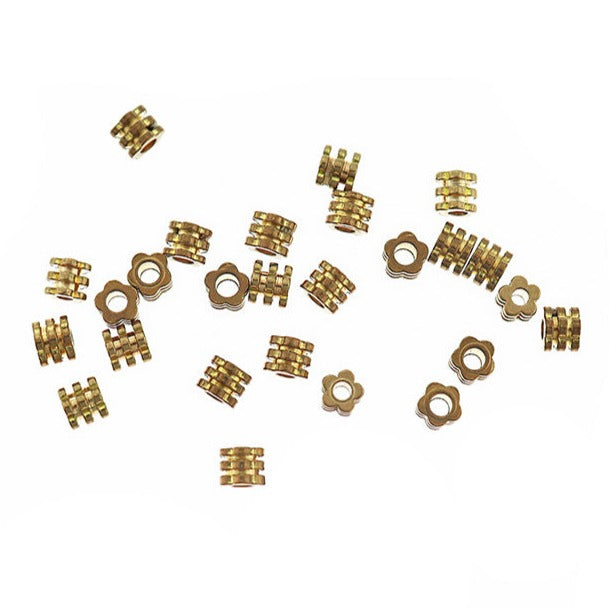Flower Spacer Beads 4mm - Antique Gold Tone - 50 Beads - GC419