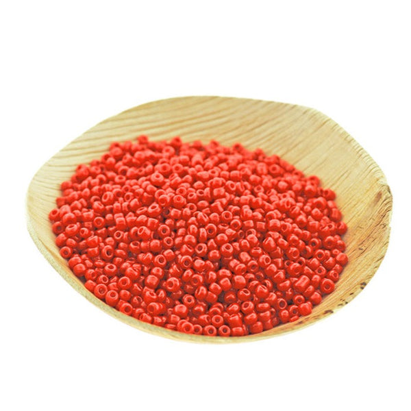 Seed Glass Beads 8/0 3mm - Bright Red - 50g 1000 Beads - BD2257