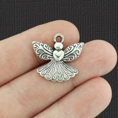 10 Angel Antique Silver Tone Charms - SC1276