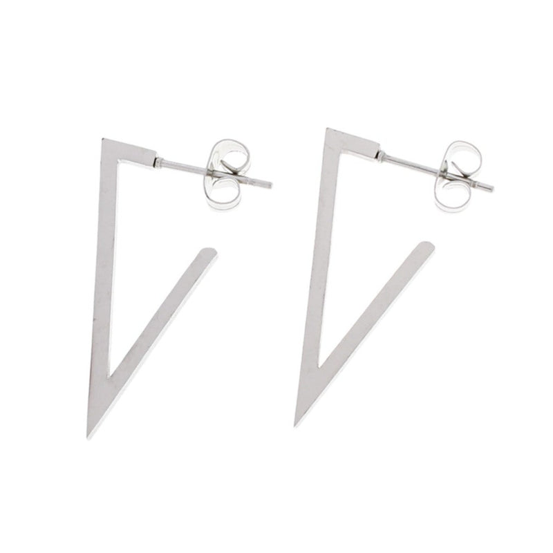 Stainless Steel Earrings - Triangle Studs - 30mm x 20mm - 1 Pair - Choose Your Tone!