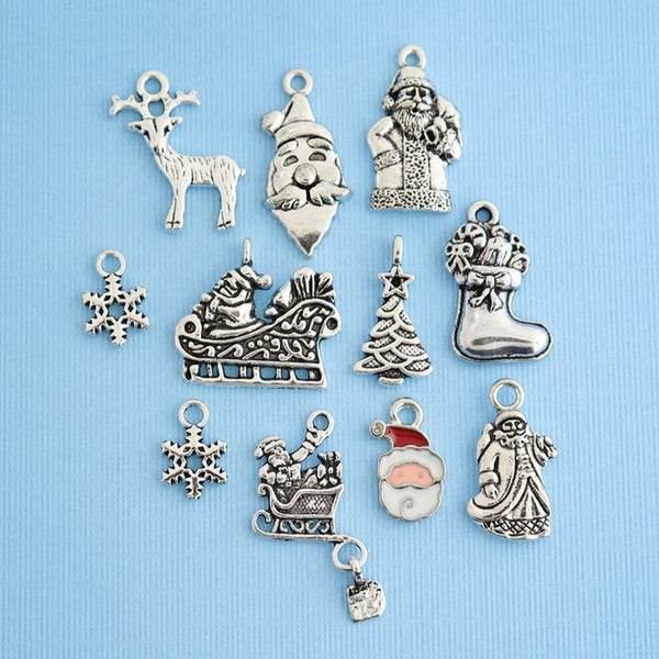 Santa Charm Collection Antique Silver Tone 11 Different Charms - COL036