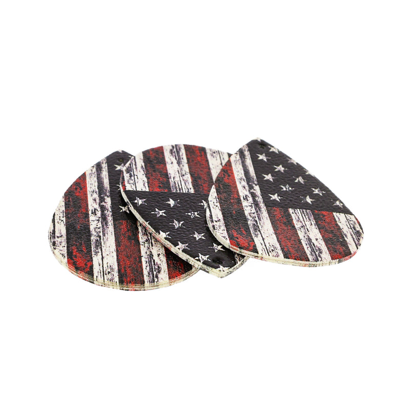 Imitation Leather Teardrop Pendants - American Flag - 2 Pieces - LP273