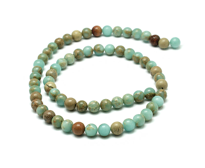 Perles de jaspe Aqua Terra synthétiques rondes 4mm - Tons turquoise et terre - 25 perles - BD184