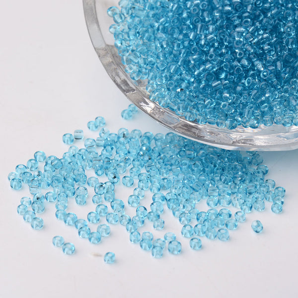Perles de verre rocailles 6/0 4mm - Bleu glacier - 50g 500 perles - BD1278