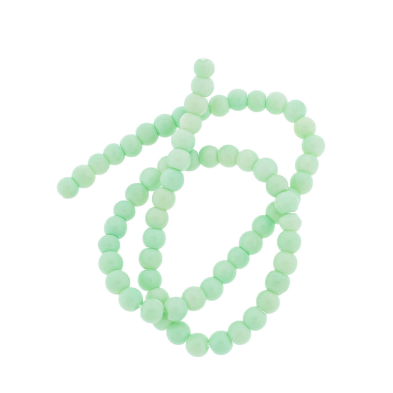 Perles Imitation Jade Rondes 6mm - Vert Mer - 1 Rang 67 Perles - BD1565