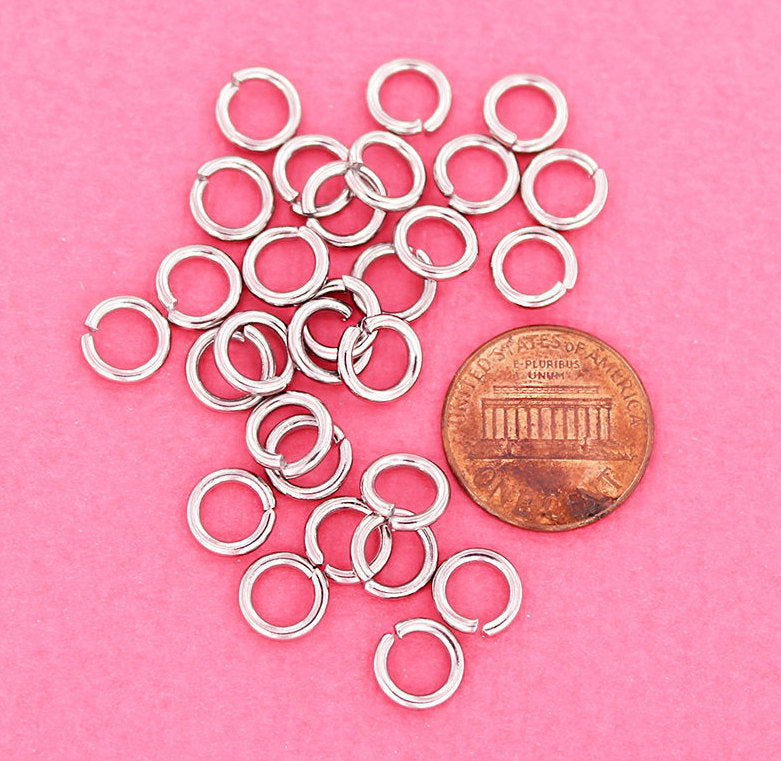 Stainless Steel Jump Rings 8mm x 1.5mm - Open 15 Gauge - 100 Rings - SS028