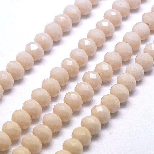Faceted Glass Beads 8mm x 6mm - Pale Rose Pink - 1 Strand 68 Beads - BD682