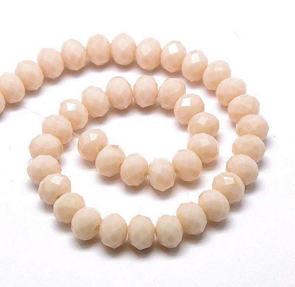 Faceted Glass Beads 8mm x 6mm - Pale Rose Pink - 1 Strand 68 Beads - BD682