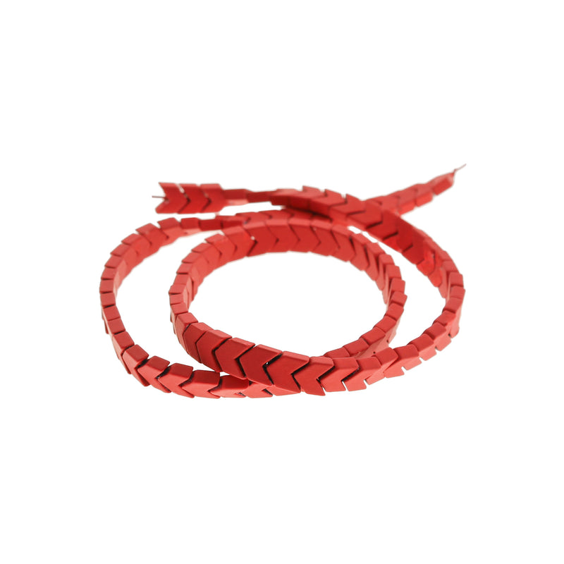 Chevron Hematite Beads 6mm - Bright Red - 1 Strand 98 Beads - BD395
