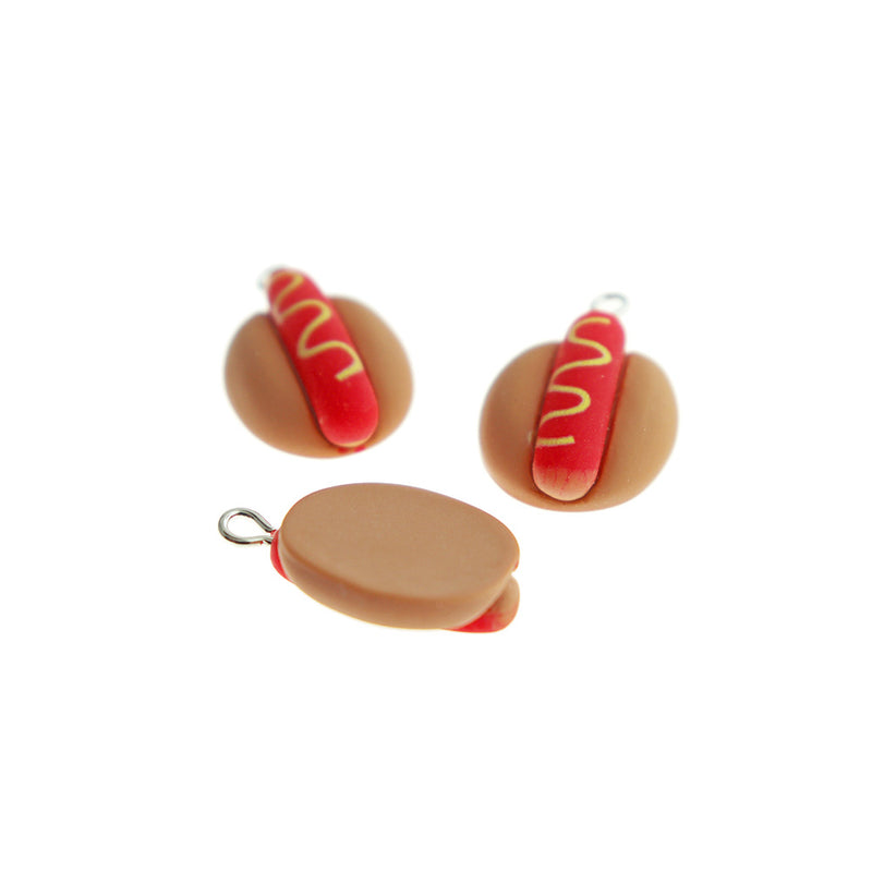 4 Hot Dog Resin Charms - K697