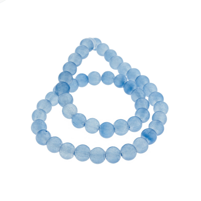 Round Imitation Jade Beads 8mm - Cornflower Blue - 1 Strand 50 Beads - BD2692