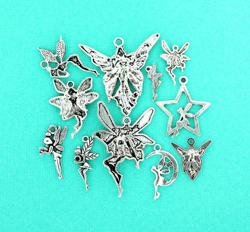 Fairy Charm Collection Antique Silver Tone 11 Different Charms - COL107